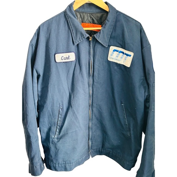 Vintage Red Kap Work Jacket Blue Carl CDT Paratransit Operator Uniform XL - Picture 1 of 4
